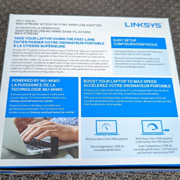 👣Linksys MAX-STREAM AC1200 MU-MIMO Wireless USB Adapter (WUSB6400M) - Picture 5 of 6